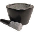 8" Deep Dish Heavyweight Solid Granite Stone Mortar And Pestle